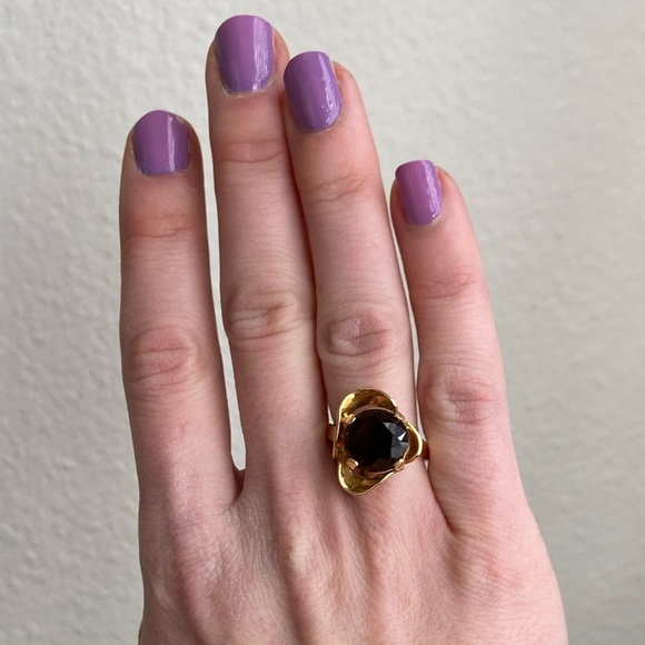 Stunning 14k Gold Large Smoky Quartz Ring - Picture 7 of 14